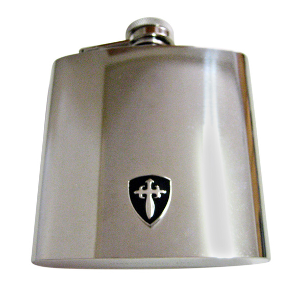 Black Medieval Shield Large Flask - Picture 1 of 1